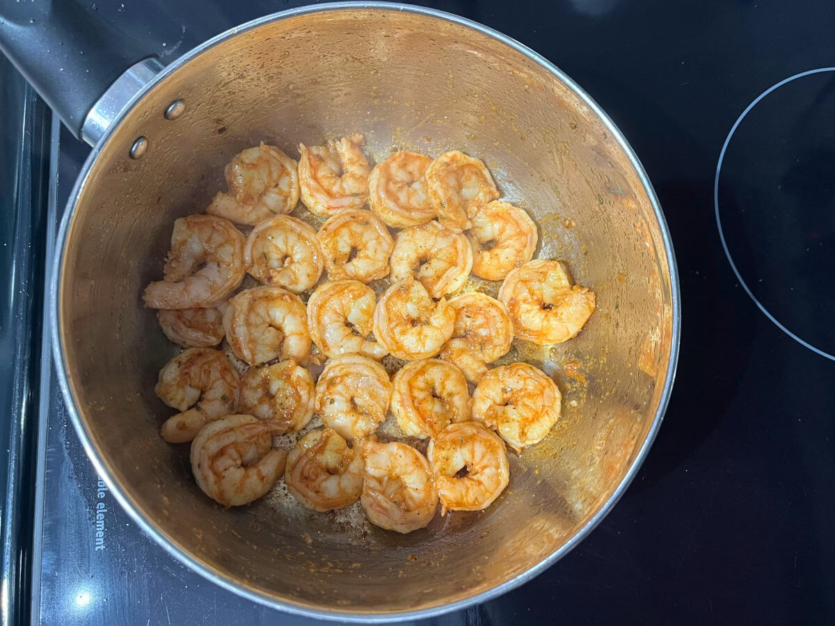 cajun shrimps in a pot