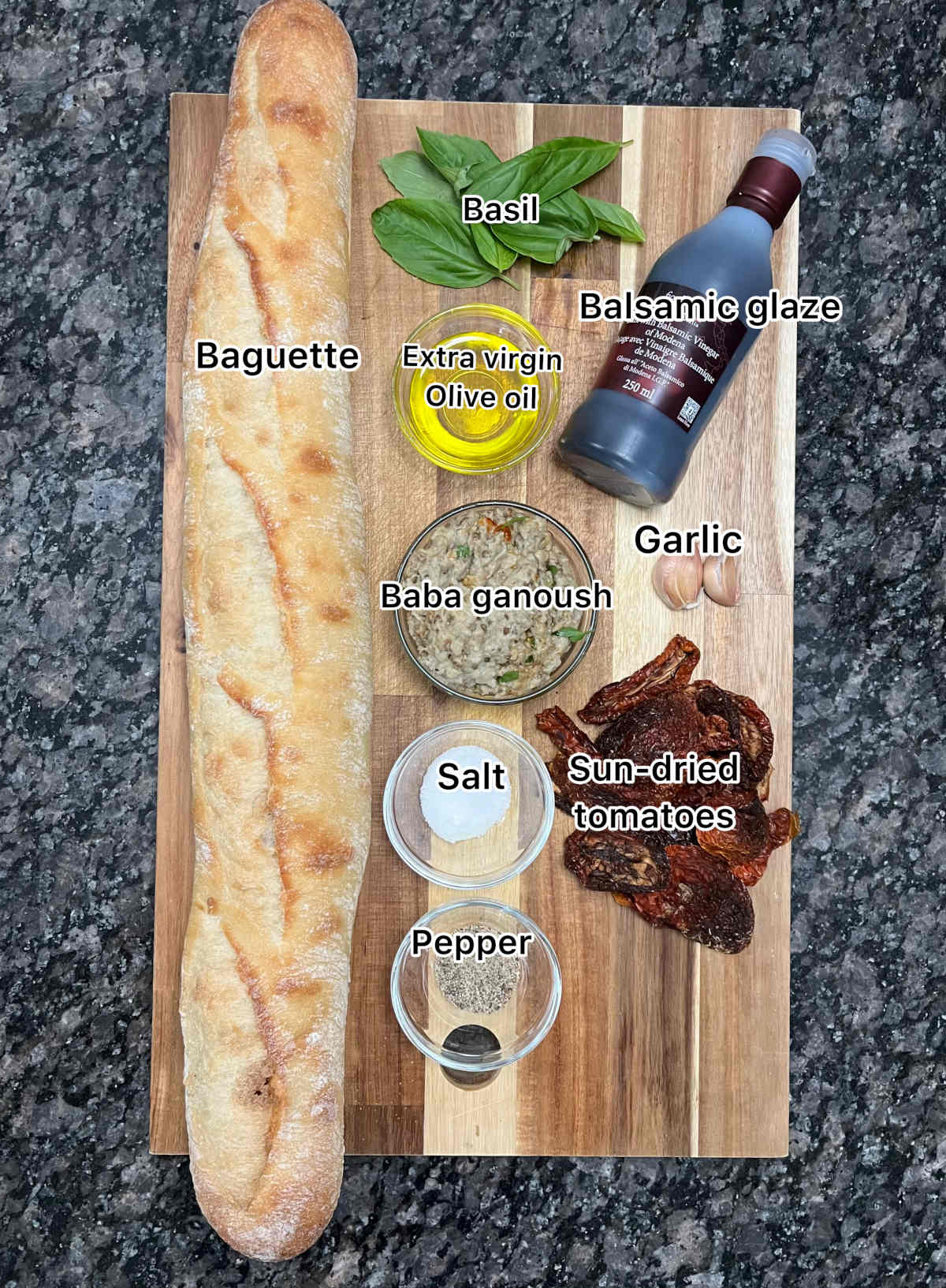 Displaying the main ingredients for the recipe