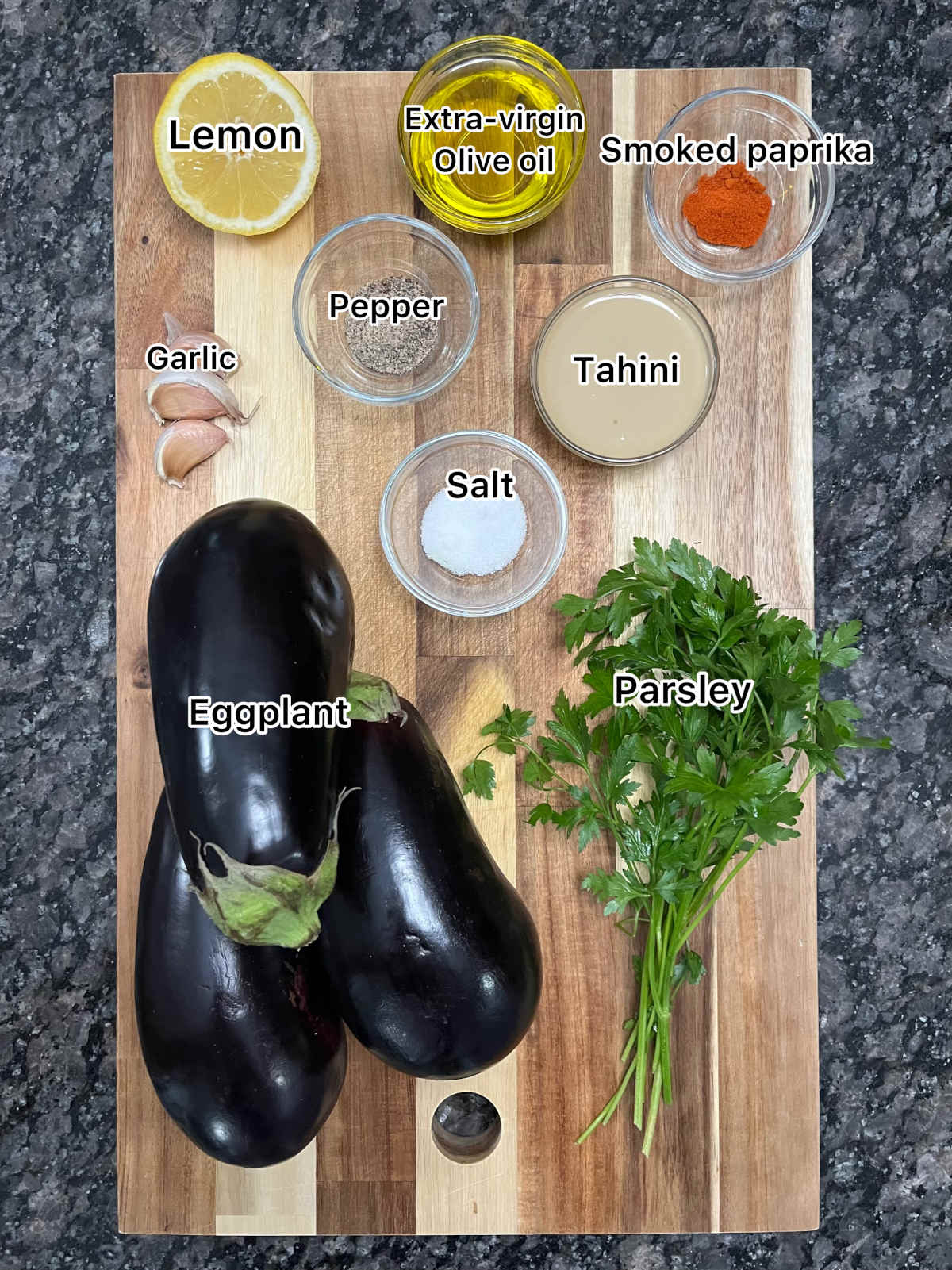 Displaying the main ingredients for the recipe