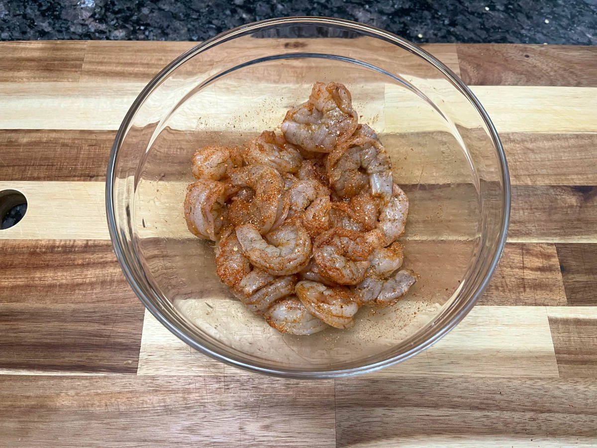 shrimps marinated in a bowl