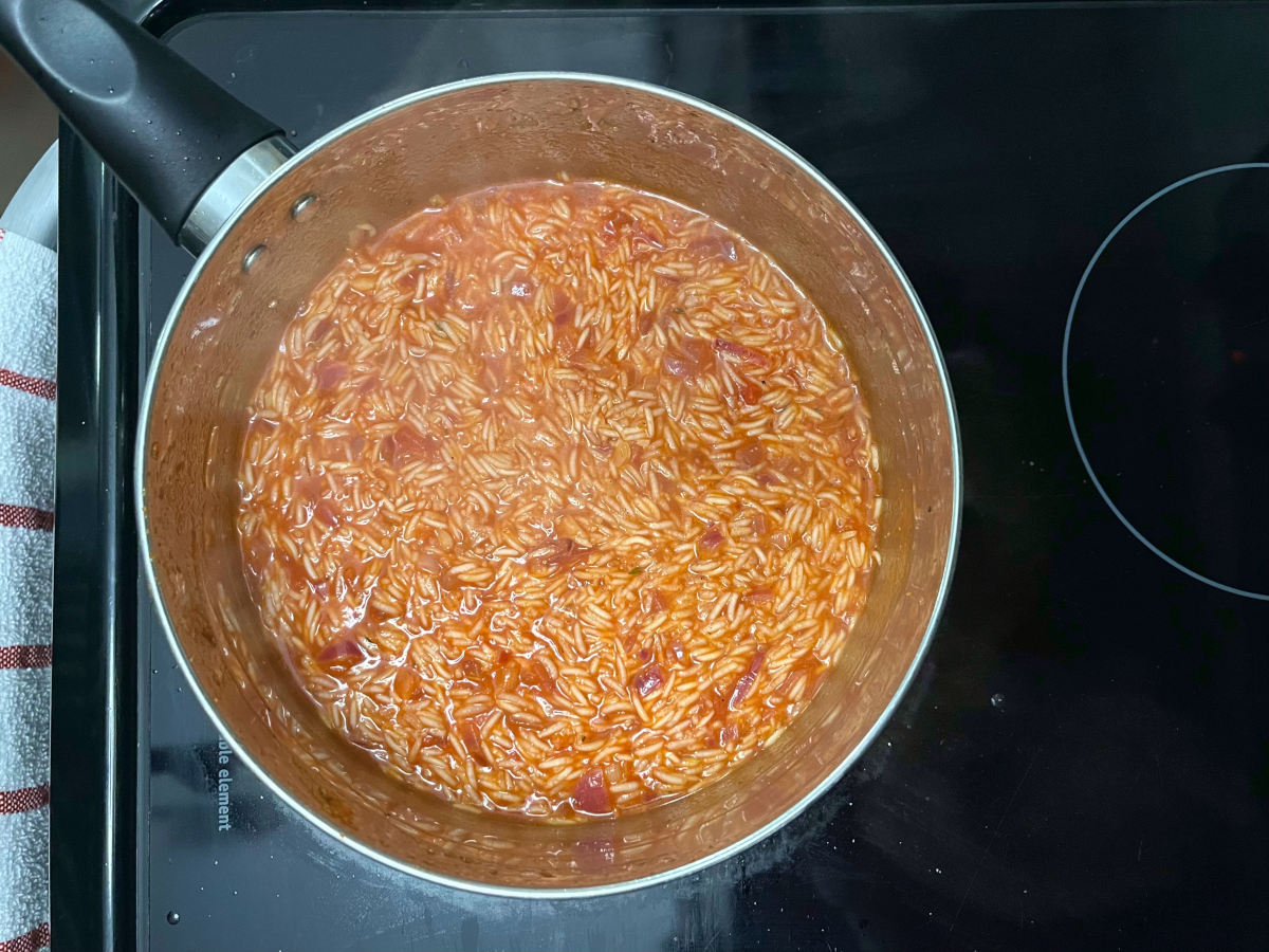 rice cooking in a pot