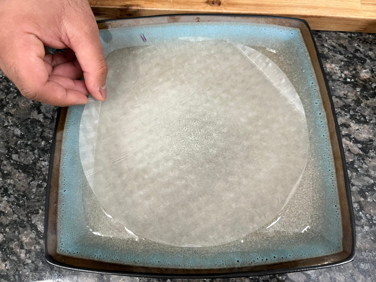 Rice paper in water
