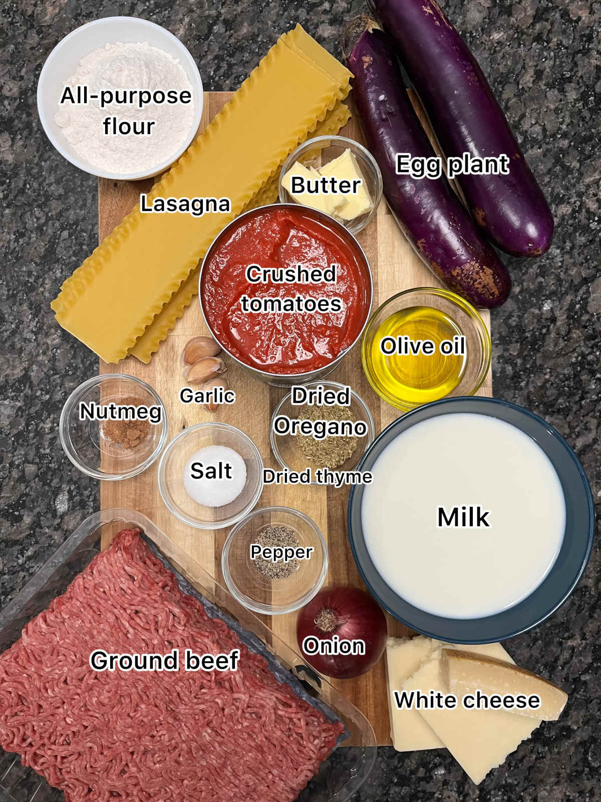 displaying the ingredients for the recipe