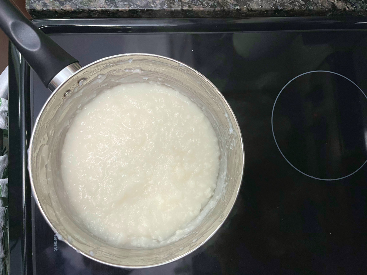 Ugali boiling in a pan