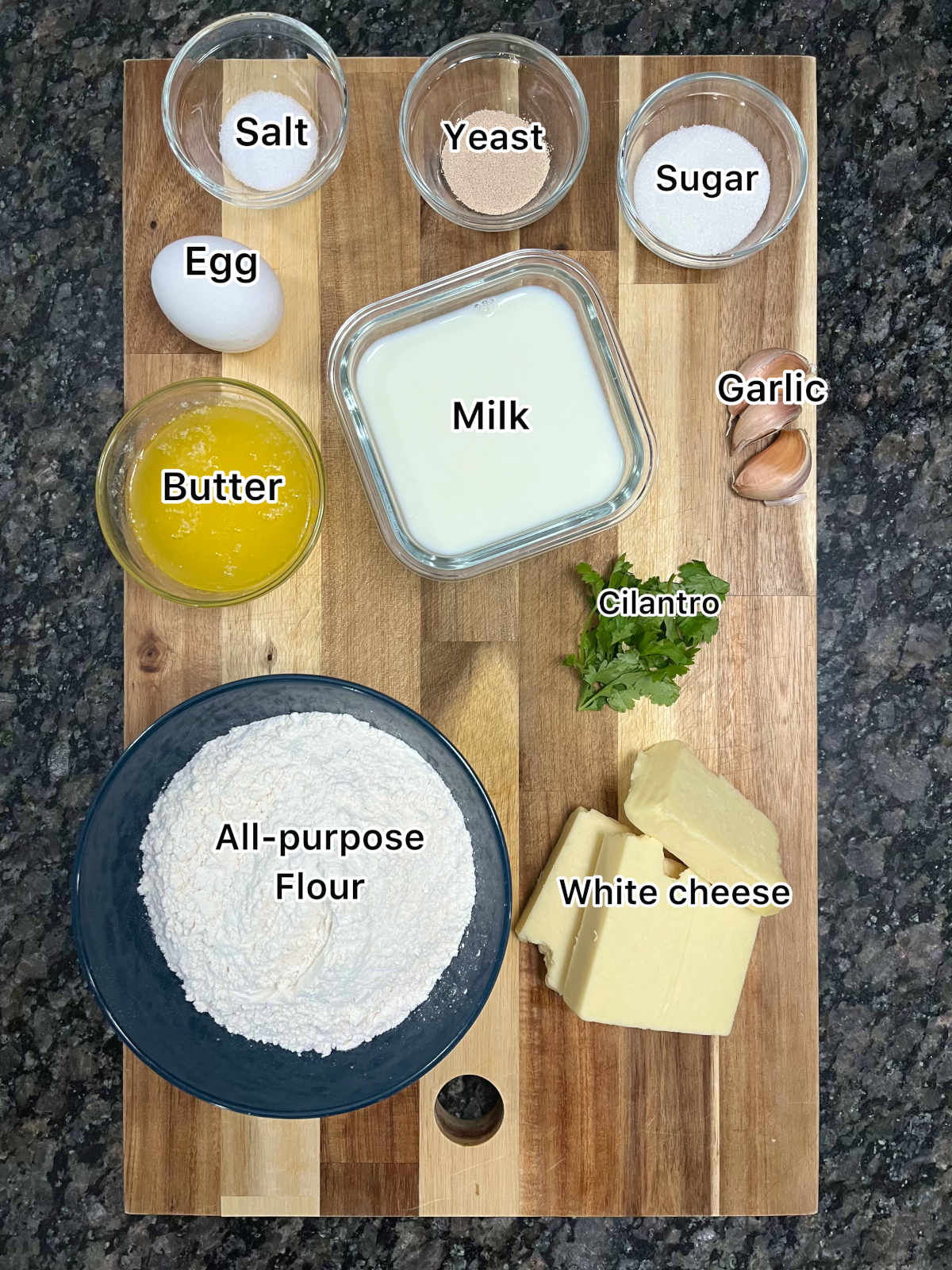 Displaying the ingredients for the recipe
