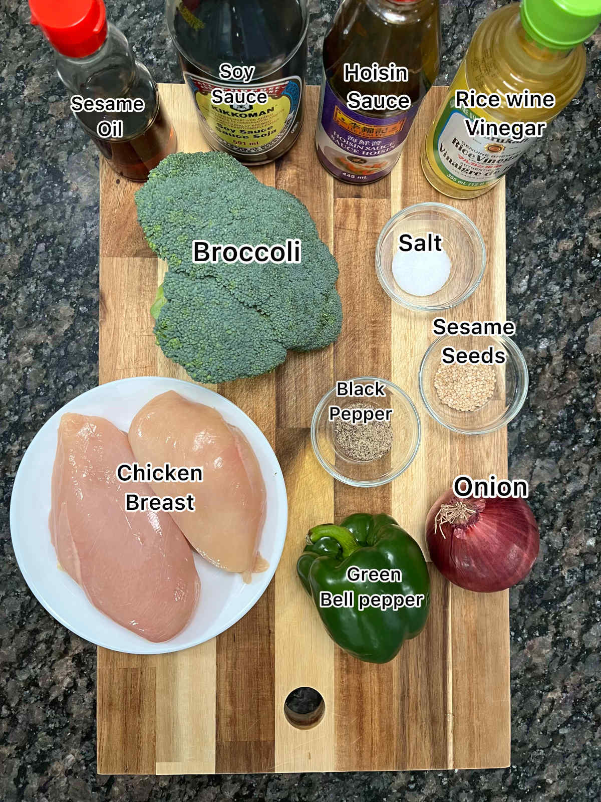 displaying the main ingredients of the recipe