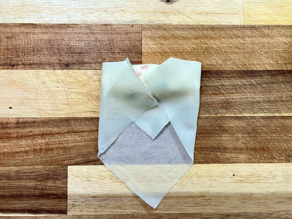 wrapper with filling folded from the sides