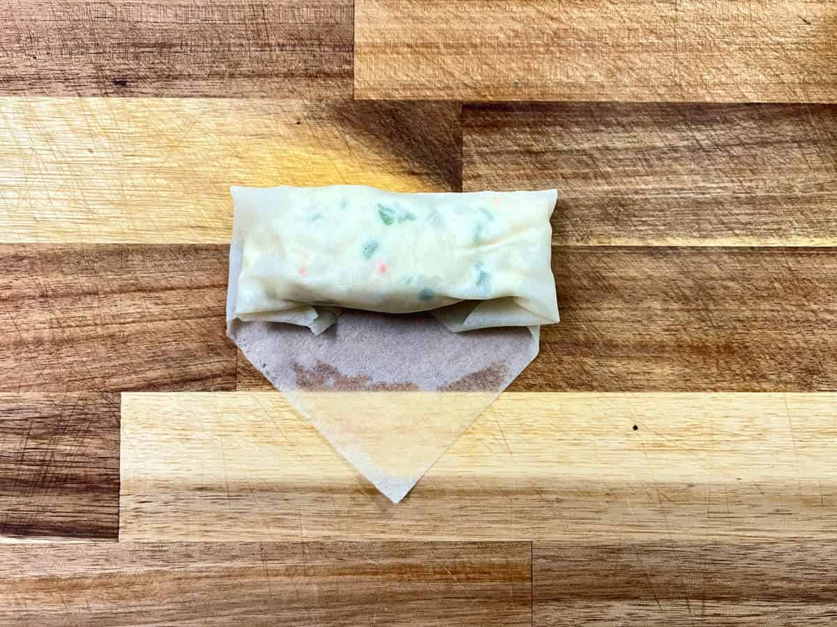 wrapper with filling folded to 80 percent