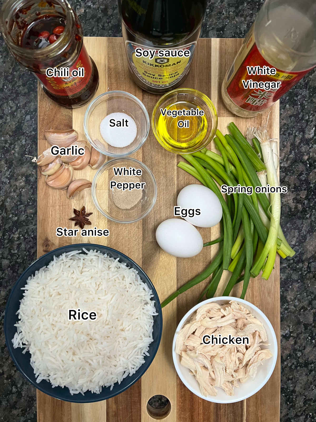displaying the main ingredients for the recipe