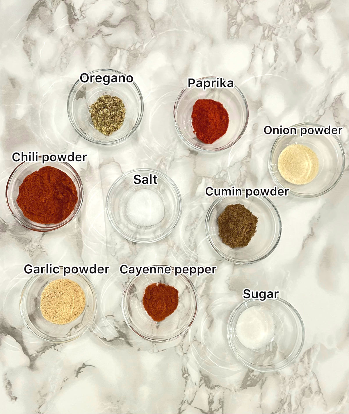 displaying individual ingredients of the recipe