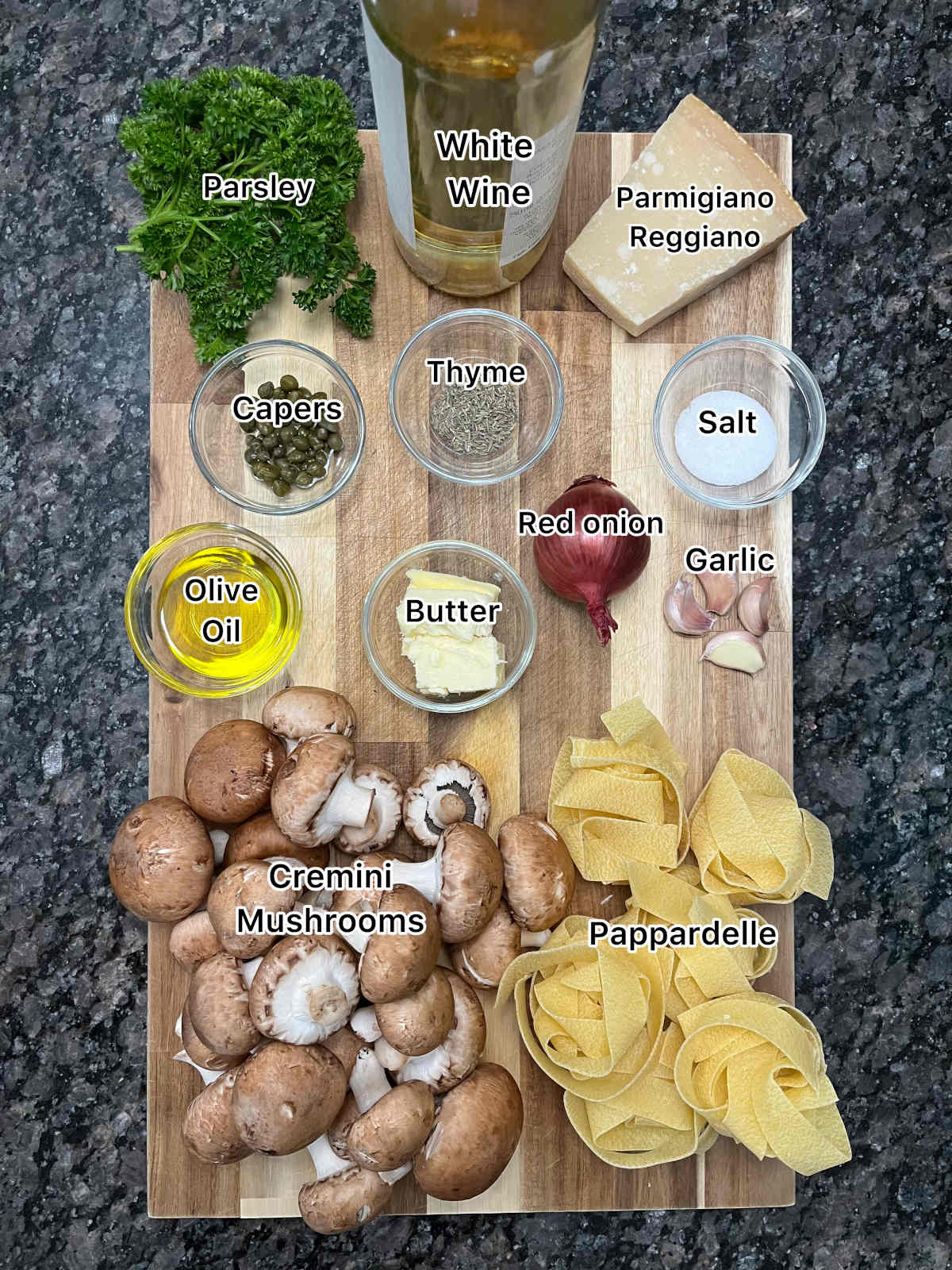 Displaying the main ingredients of the recipe