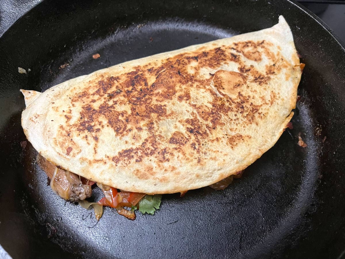 quesadilla in a skillet