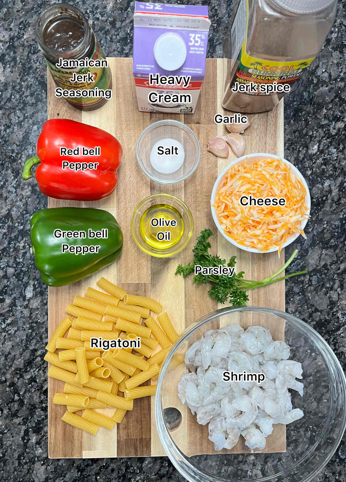 displaying the ingredients for the recipe
