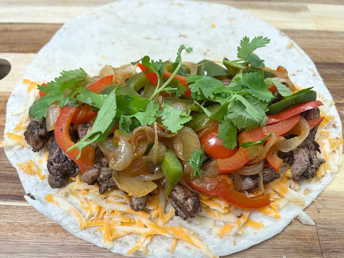 assembling the quesadilla
