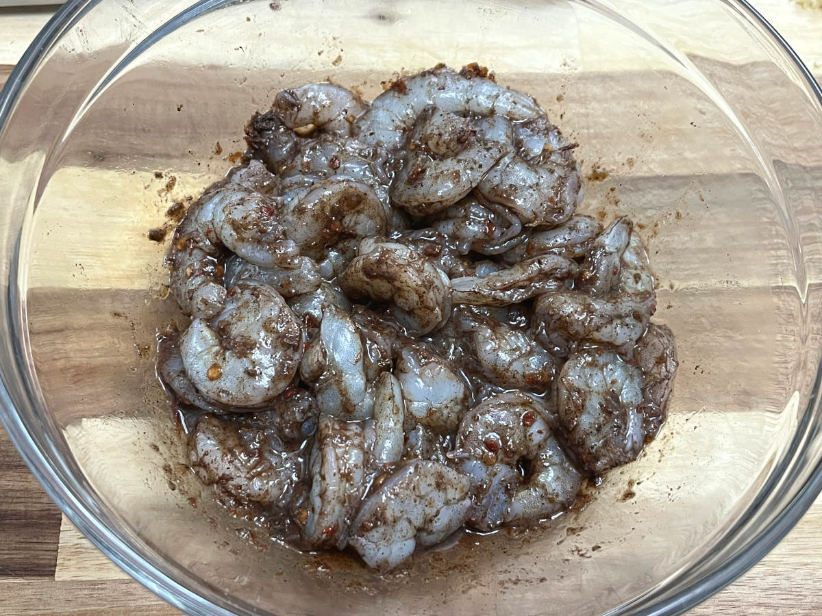 marinated shrimp in a bowl