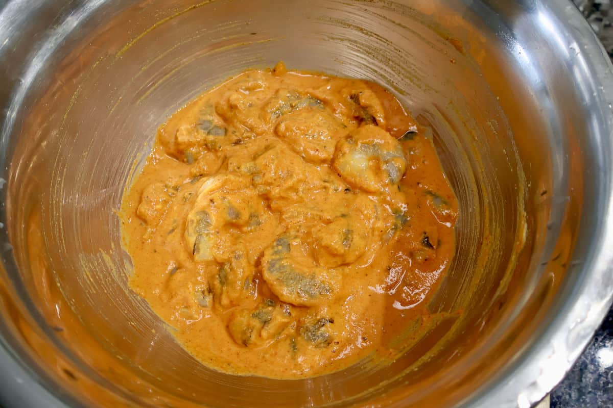 prawns in the second marinade